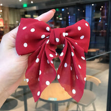 Load image into Gallery viewer, 2022 New Polka Dot Print Barrettes Long Ribbon Hair Clip Bow Knotted Chiffon Hairpin for Women Girls Headwear Hair Accessories