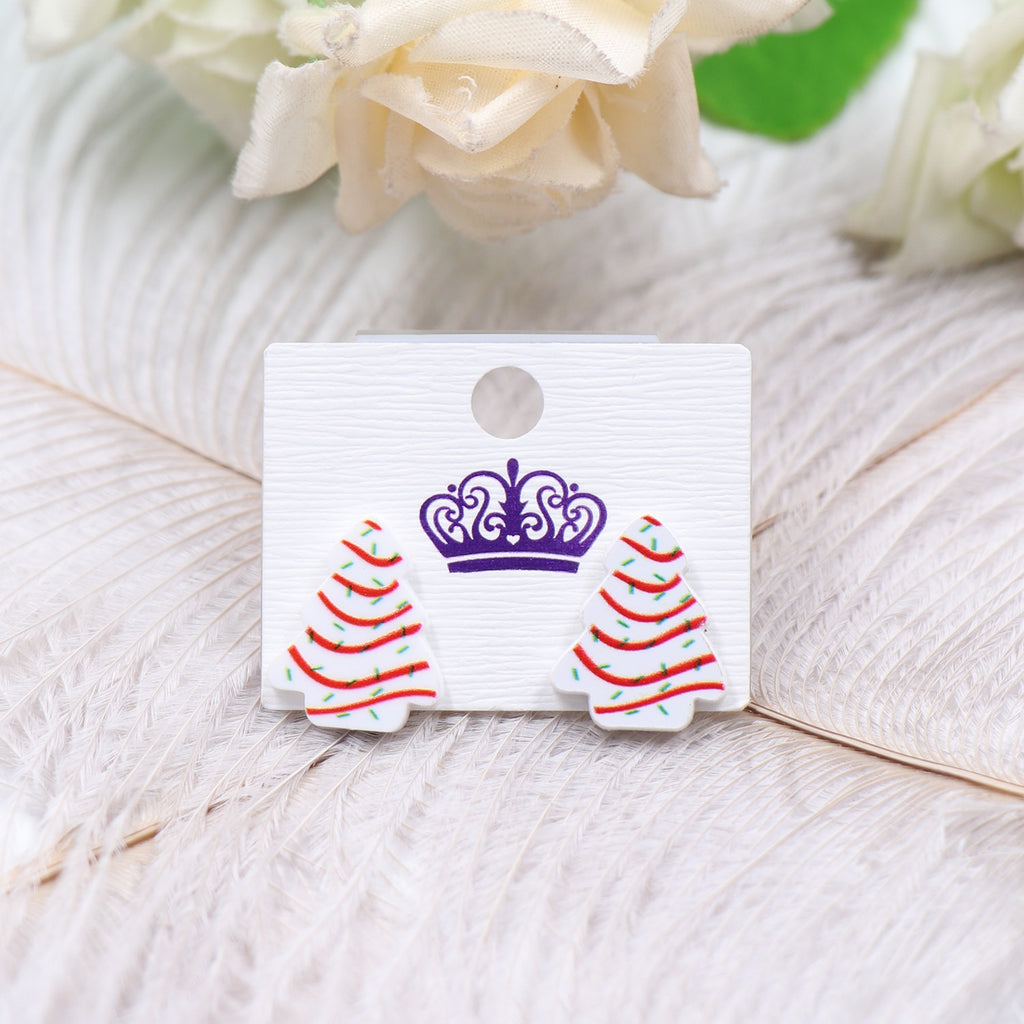 1Pair New product CN Stud earring For women Christmas Tree Cakes cute Acrylic Jewelry