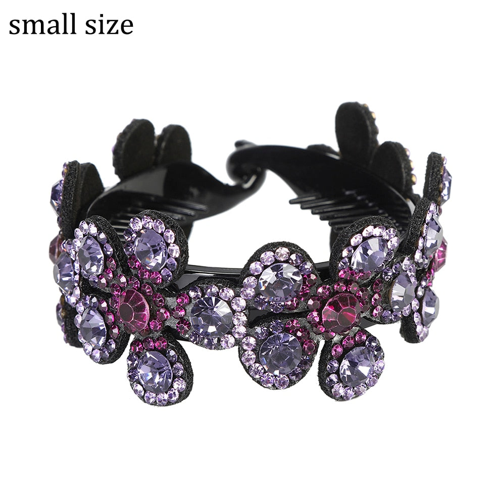 Molans Crystal Rhinestone Hair Claws for Women Flower Hair Clips Barrettes Crab Ponytail Holder Hairpins Bands Hair Accessories