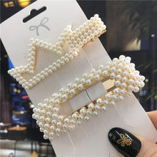 Load image into Gallery viewer, 1Set Handmade Pearls Hair Clips Pin for Women Fashion Geometric Flower Barrettes Headwear Girls Sweet Hairpins Hair Accessorie