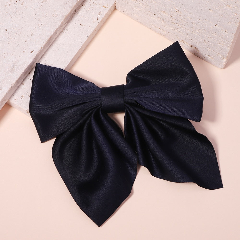 Korean Big Hair Bow Ties Hair Clips Satin Two Layer Butterfly Bow For Women Bowknot Hairpins Trendy Hairpin Girl Hair Accessory
