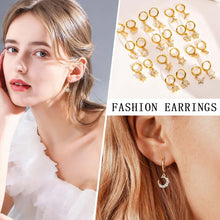 Load image into Gallery viewer, Charms Huggie Earring , Cubic Zircon Star Sun Heart Drop Earring Women, CZ Dangle Ear Jewelry