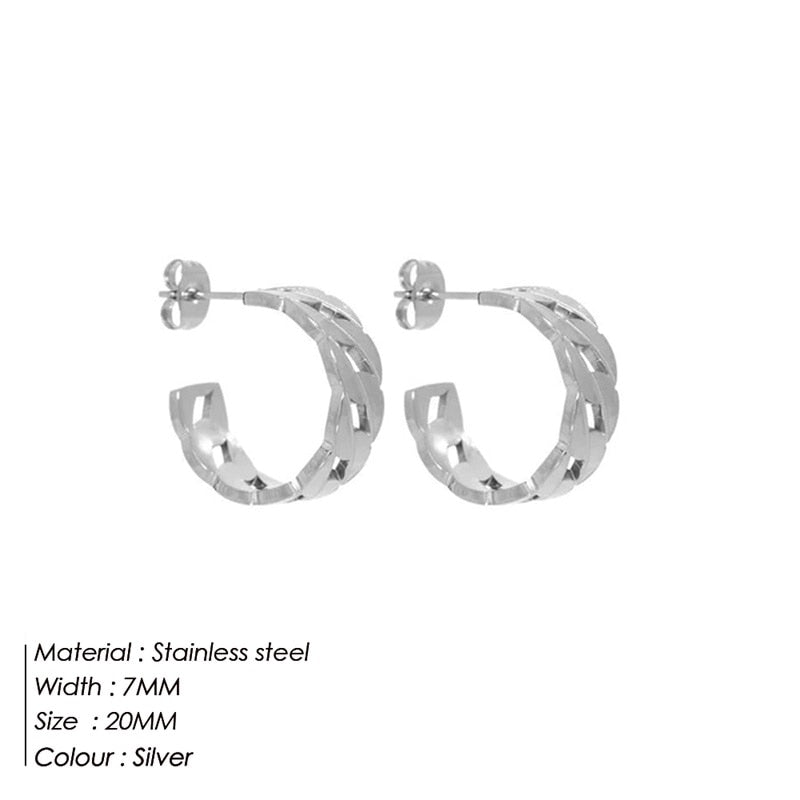 SUNIBI Stainless Steel Ear Studs Earrings for Women Small Simple Round Hoop Earrings Circle Steampunk Accessories Jewelry