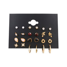 Load image into Gallery viewer, IFMIA Vintage Gold Color Earrings Set Geometry Pearl Love Flowers Heart Ear Studs For Women Girl Simple Jewelry 2022 New Trend