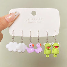 Load image into Gallery viewer, 5 Set Trendy Animal Frog Duck Dangle Earring Clouds Gummy Bear Drop Earring Geometric Exaggerated Woman Girl Kids Punk Jewelry