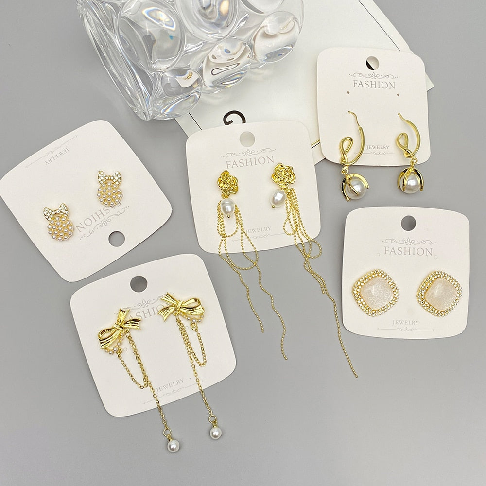 Pearl Earrings 2022 for Women Irregular Women Love Butterfly Jewelry Earing Fashion Korean Delicate Pearl Bow Tie New Earrings
