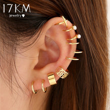 Load image into Gallery viewer, 17KM Vintage Gold Color Earrings Set Crystal Non-Piercing Ear Cuff Hollow Earrings for Women Trendy Jewelry Wholesale