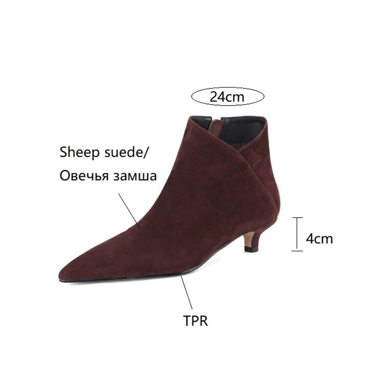 funninessgames  fashion inspo    NEW Autumn Women Ankle Boots Sheep Suede Shoes Pointed Toe High Heel Shoes Women Concise Thin Heel Boots for Woman botines mujer