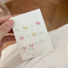 Load image into Gallery viewer, Cute Resin Stud Earring Set Colorful Heart Butterfly Flower Earrings Wholesale for Women Girls Kids 2022 Elegant Jewelry Gifts