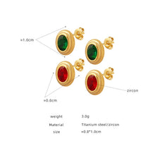 Load image into Gallery viewer, INS French Vintage Chic Red Green Zircon Egg Earring for Women Stainless Steel Jewelry Aretes De Mujer Modernos 2022 Wholesale