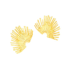 Load image into Gallery viewer, Vintage Temperament Za Gold Color Fan-shaped Stud Earrings for Woman