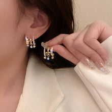 Load image into Gallery viewer, Korean New Style Zircon Multi-layer Geometric Earrings for Women Temperament Drop Crystal Earings Party Jewelry Exquisite Gifts