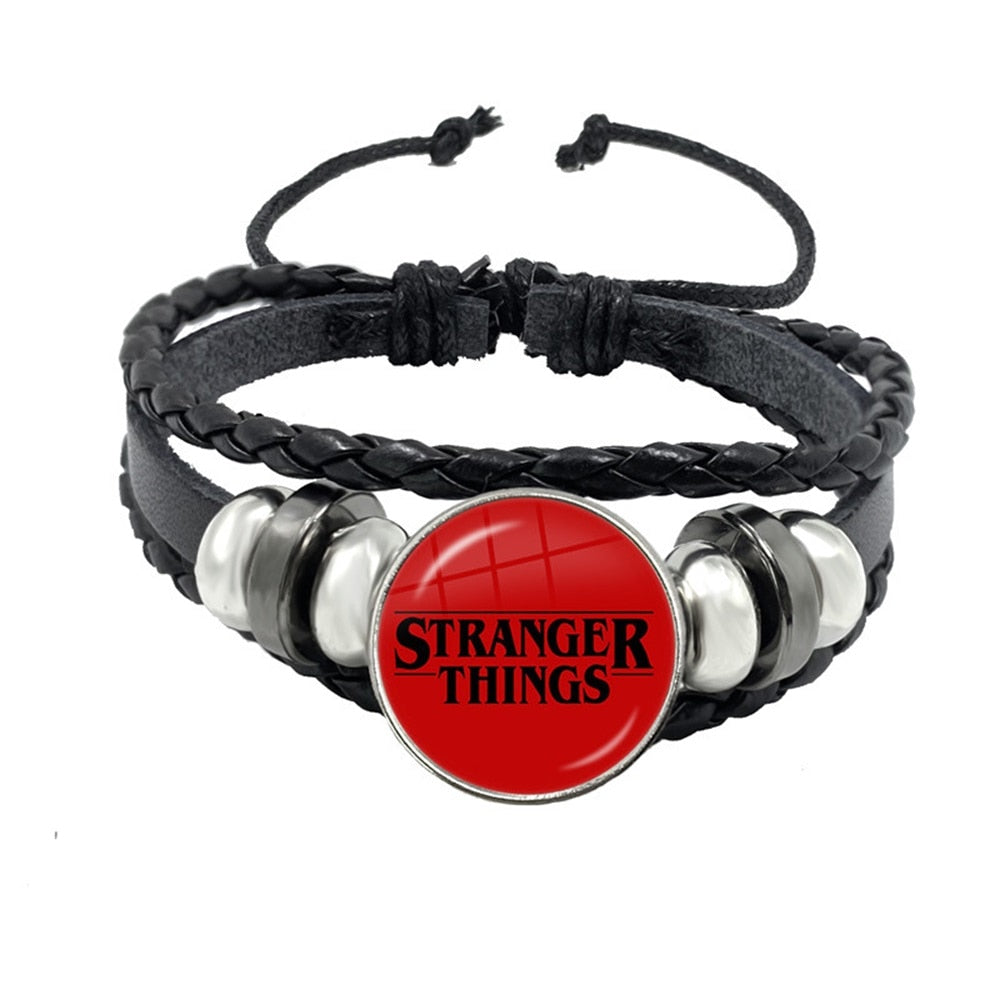 Fashion Stranger Things Bracelet for Women Men Punk Leather Bracelet TV Show Stranger Things 4 Eddie Munson Jewelry for Fan Gift