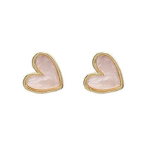 Load image into Gallery viewer, LATS Sweet Burgundy Enamel Heart Earrings for Women Girl Gold Color Metal Love Heart Hanging Dangle Earrings Vintage Jewelry