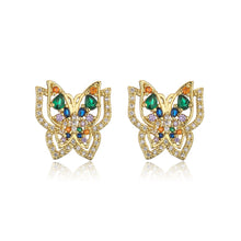 Load image into Gallery viewer, 2 Style 2022 Trendy Gold Color Copper Wedding Jewelry Female New Fashion AAA CZ Pearl Butterfly Stud Earrings For Women Girl