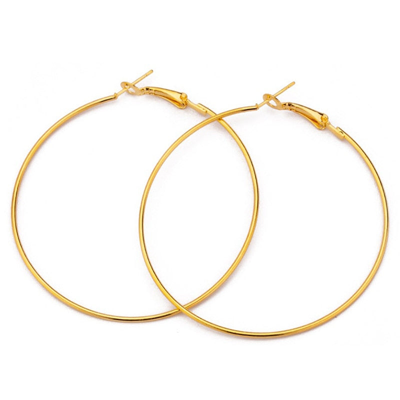 1 Pair 25 30 40 50 60mm Rhodium Gold Color Round Big Circle Hoop Earring Hoops DIY Fashion Women Jewelry Making Accessories