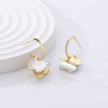 Load image into Gallery viewer, Fashion Jewelry 925 Sterling Silver Bicolor Four Leaf Clover Drop Earrings Female Trendy Stud Earrings For Women 2022 Gold Plate