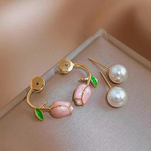 Load image into Gallery viewer, Fashion Pink Tulip Pearl Earrings Elegance Simple Fishtail Flower Heart Stud Earrings For Women Girls Summer Party Jewelry Gifts