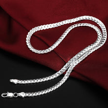 Load image into Gallery viewer, 925 silver color Christmas gifts European style retro 6MM flat chain necklace bracelets fashion For man women jewelry sets S085