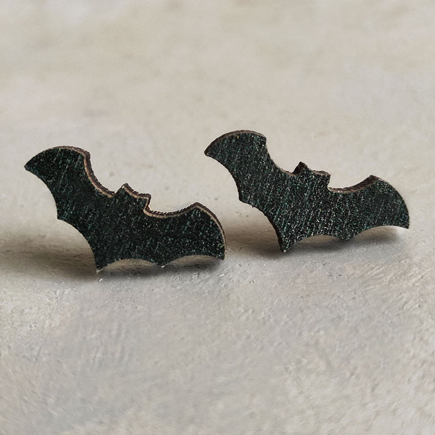 Wooden Halloween Ghost Stud Earrings Fall Pumpkin Earrings Cute Fun Quirky Jewellery Black Cat Bat Skull Post Earrings Jewelry