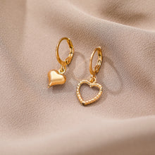 Load image into Gallery viewer, 4PCS/SET Silver Color Metal Tassel Chain Love Heart Earring Irregular Geometric Cherry Hoop Earrings for Women Gifts Jewelry Set