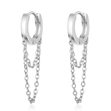 Load image into Gallery viewer, Silver Color Punk Style Double Layer Chain Hoop Earring For Women Gold Color Ear Jewelry 2022 New Earrings