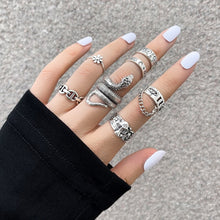Load image into Gallery viewer, Retro Vintage Ring Set Gothic Alloy Rings Hiphop for Women Punk Silver Color Butterfly Snake Chain Finger Ring Jewelry Gift