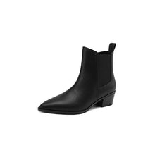 Load image into Gallery viewer, funninessgames  fashion inspo   NEW Autumn Boots Women Split Leather Shoes for Women Pointed Toe Chunky Heel Shoes Retro Zipper Short Boots Black Ankle Boots