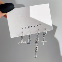Load image into Gallery viewer, FNIO Korean Fashion Asymmetrical Earrings Set Geometric Star Lock Love Drop Earrings for Women 2022 Trendy Jewelry Gift