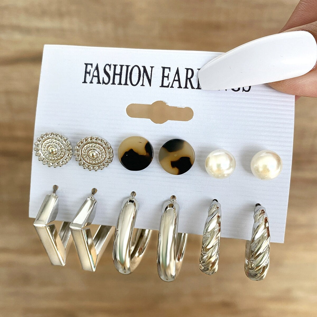 Trendy Silver Color Snake Dangle Earring Set For Women Punk Geometric Long Tassel Pearl Butterfly Drop Earrings Set 2022 Jewelry