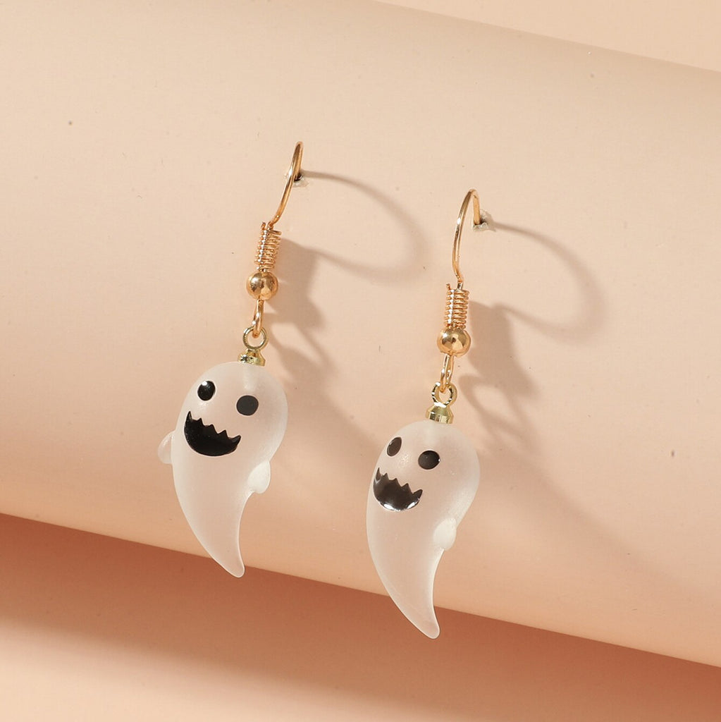 Cute Pumpkin Ghost Earrings Halloween Decoration Kawaii Orange Jewelry For Girls Party Cosplay Transparent Accessories Gift