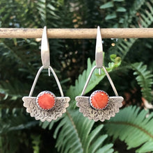 Load image into Gallery viewer, Unique Silver Plated Separated Lotus Leaf Inlaid with Red Stone Hanging Teardrop Earrings 2022 New Women&#39;s Jewelry Accessories