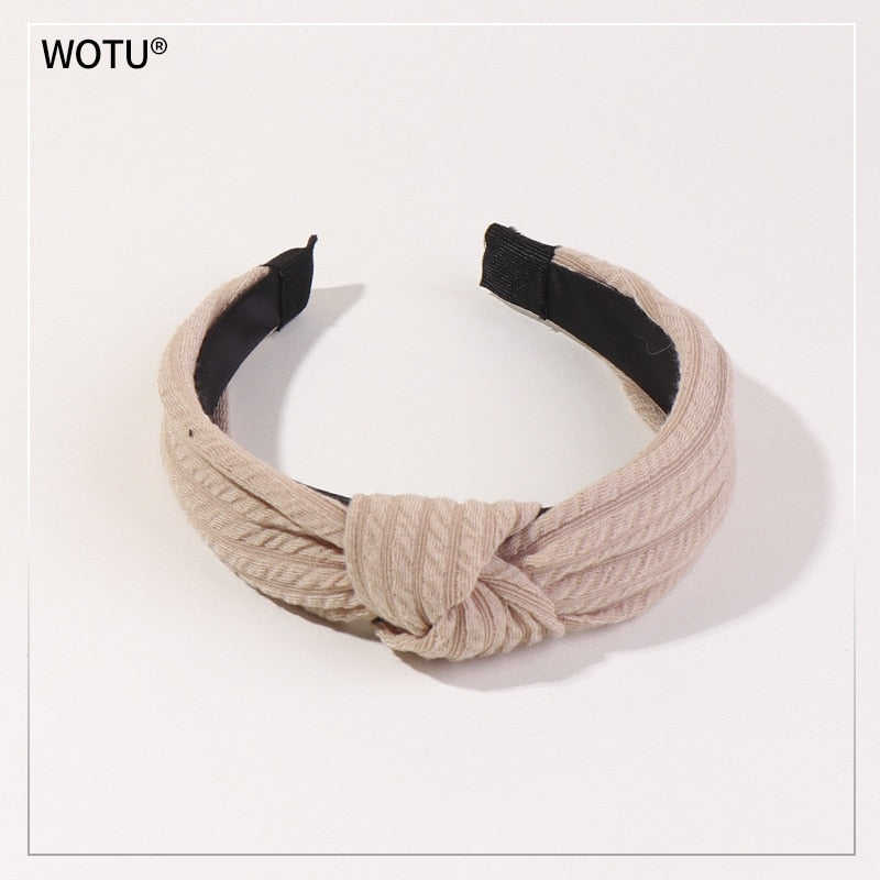 Wholesale Women candy color cotton hairbands girl&#39;s stripe white knot headbands DS lady&#39;s headwear hair accessories headwrap