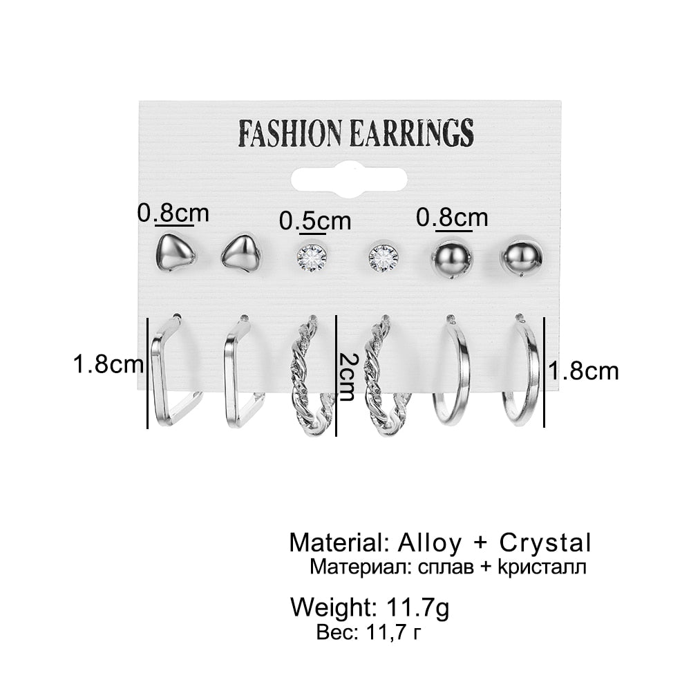 UMKA Trendy Geometric Silver Color Butterfly Hoop Earrings Set for Women Girls Star Moon Metal Resin Acrylic Earrings Jewelry