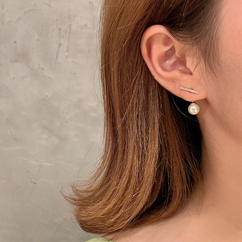 Trendy Geometric Elegant Cute Imitation Pearl Hoop Earrings for Women Classic Small Stud Earring Wedding Jewelry
