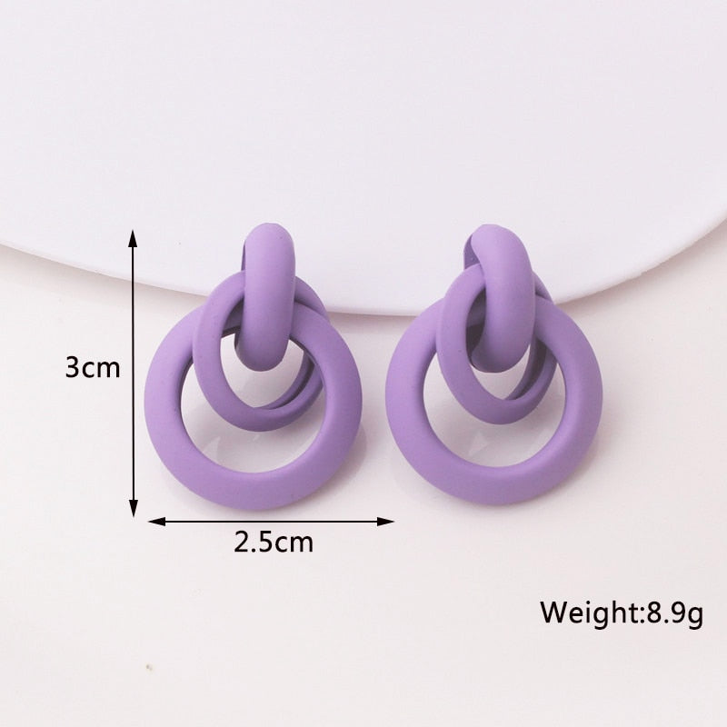 Purple Color Women Dangle Earrings Small Round Unusual Earrings Fashion Flower Butterfly Hanging earrings pendientes mujer