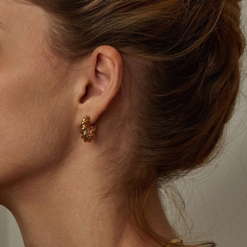 GD Vintage Spiral Twist Hoop Earrings For Women Punk Party Earrings Trendy Gold Color Silver Color Earrings Jewelry Pendientes