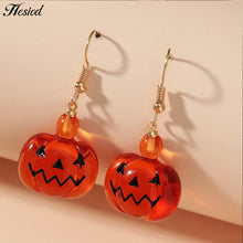Load image into Gallery viewer, Cute Pumpkin Ghost Earrings Halloween Decoration Kawaii Orange Jewelry For Girls Party Cosplay Transparent Accessories Gift