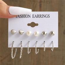 Load image into Gallery viewer, Silver Color Butterfly Earrings Set For Woman Girls Vintage Pearl Circle Geometric Twist Hoop Earrings 2022 Trendy Jewelry Gifts