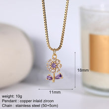 Load image into Gallery viewer, Blue Star Sun Moon Rainbow Deer Necklace for Women Long Stainless Steeel Box Chain Gold Color Pendant Collars Micro Pave Zircon