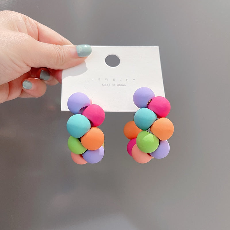 Colorful Cc Earrings Korean Exaggerated Fashion Cute Luxury、girl、earrings for Women Jewelry Accessories Party Wedding Gift