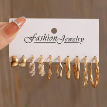 Load image into Gallery viewer, 17KM Pearl Leopard Print Dangle Earrings Set Acrylic Gold Color Hoop Earrings for Women Butterfly Twist Earrings Trendy Jewelry