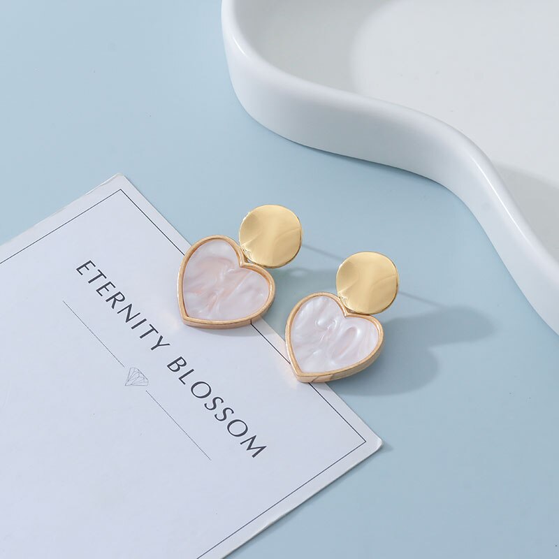 POXAM Korean Fashion Statement Round Earrings for women Arcylic Geometric Dangle Drop Gold Earings Brincos 2022 Jewelry Gifts