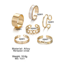 Load image into Gallery viewer, DAXI New Women&#39;s Oil Drip Rings Set Gold Metal Opening Adjustable Simple Pearl Rings Punk Hip Hop Jewelry Wedding Memorial Gift