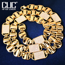 Load image into Gallery viewer, CUC 14mm Square Clustered Cuban Chain Necklace For Men Women HipHop Link Gold Color Iced Out Zirconia Fashion Rock Jewelry Gift