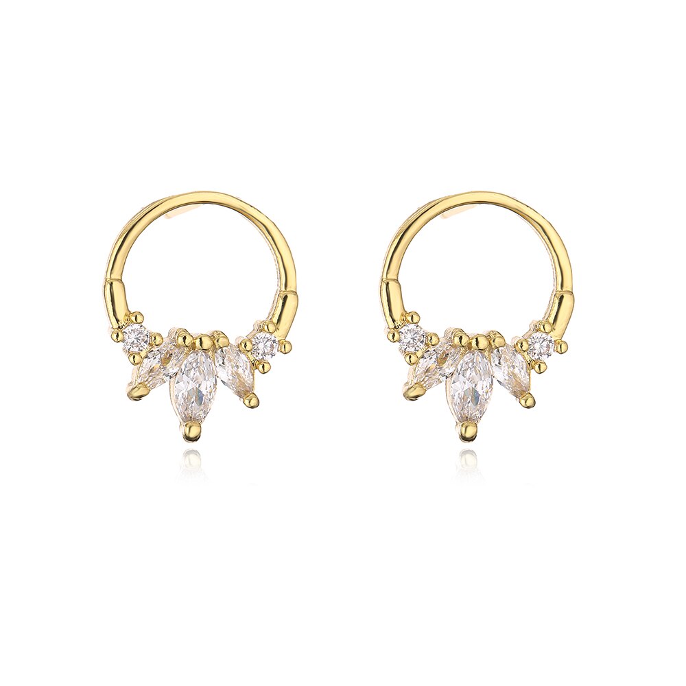 Wholesale 1 Pair Cute Stud Earring Gold Color Copper Wedding Jewelry 2022 Fashion AAA Cubic Zirconia Party Jewelry Accessories
