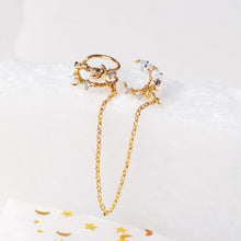 Load image into Gallery viewer, Gold Color Ear Cuff Long Chain Piercing Stud Earring for Women Vintage CZ Zircon Moon Shape Ear Studs New Trend Jewelry