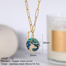 Load image into Gallery viewer, Blue Star Sun Moon Rainbow Deer Necklace for Women Long Stainless Steeel Box Chain Gold Color Pendant Collars Micro Pave Zircon