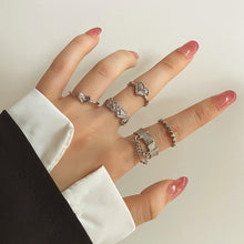 Load image into Gallery viewer, FNIO 2022 Korean New Design Fashion Jewelry Shiny Butterfly chain Rings Set Female Prom Party Ring for Women Gift