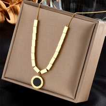Load image into Gallery viewer, MEYRROYU Double Layer Hollow Thick Clavicle Chain Stainless Steel Gold Plated Necklace For Women Punk Hip-Hop Streetwear Jewelry